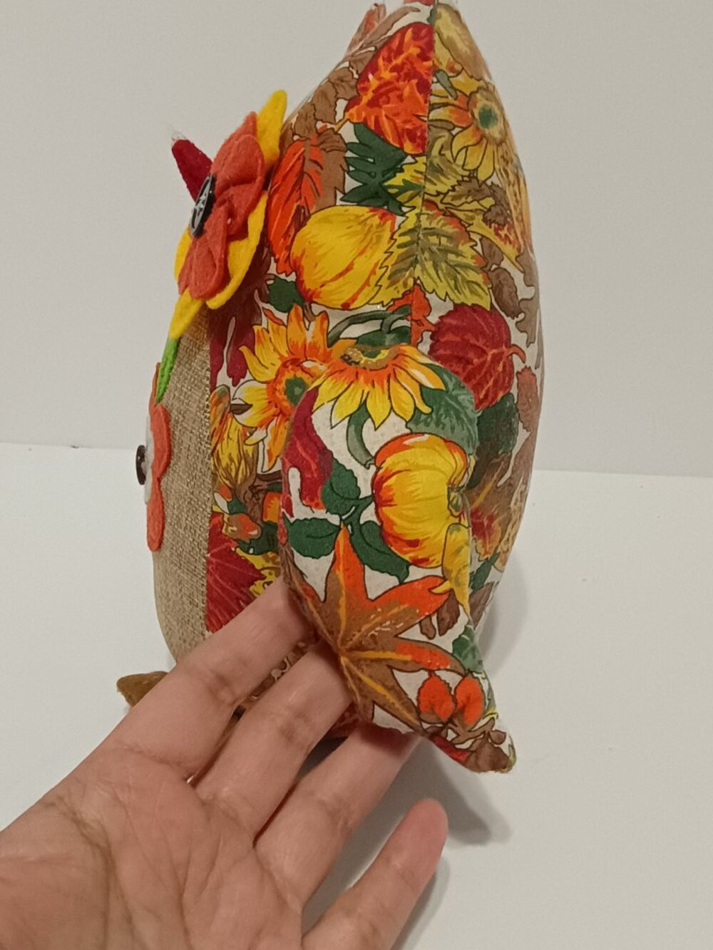 Fall Owl Weighted Autumn Floral Harvest Burlap Felt Farmhouse Decor - Picture 6 of 12